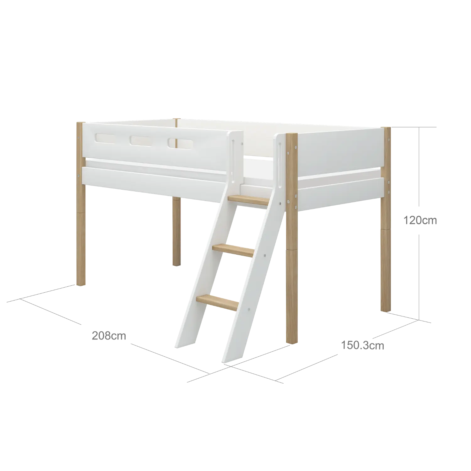 flexa-nor-spielbett-120-cm-90x200-cm-wei-eiche-mittelhohes-bett-mit-leiter-und-a image 7