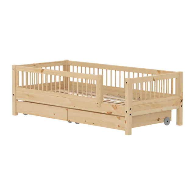flexa-classic-raw-einzelbett-90x200-cm-mit-absturzsicherung-kiefernholz image 1
