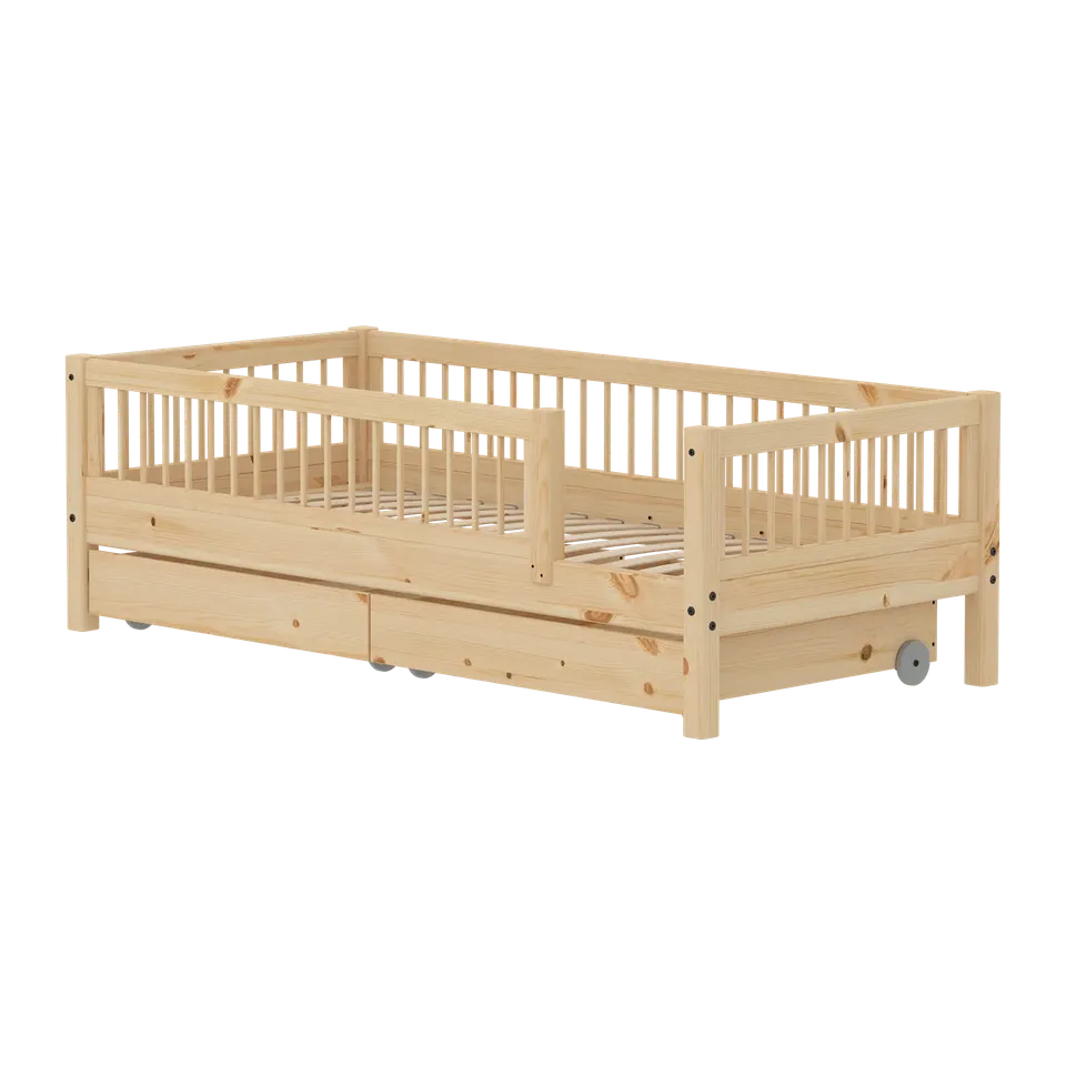 flexa-classic-raw-einzelbett-90x200-cm-mit-absturzsicherung-kiefernholz image 1