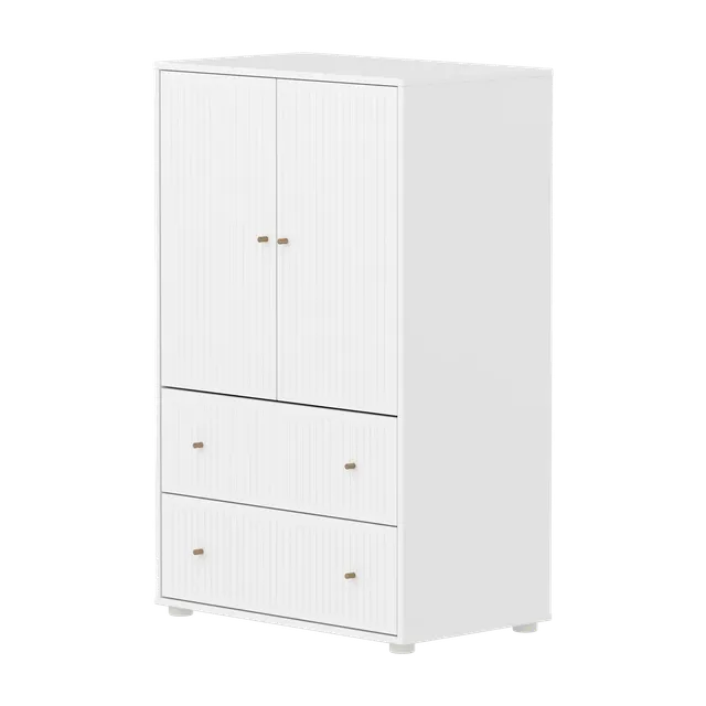 flexa-saga-schrank-2-t-ren-2-schubladen-mit-rillen-griffe-eiche-wei image 1