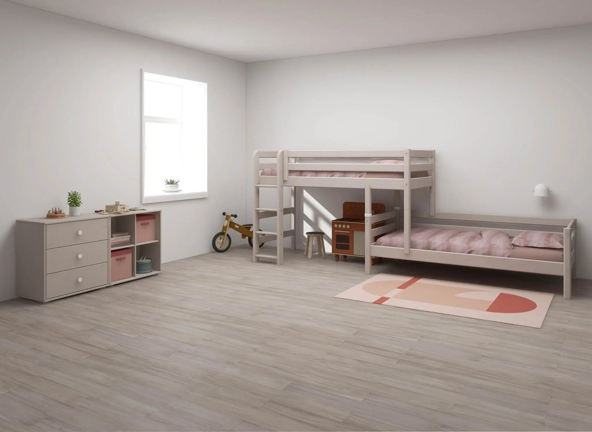 flexa-classic-etagenbett-143-cm-mit-leiter-und-absturzsicherung-90x200-cm-grau image 3