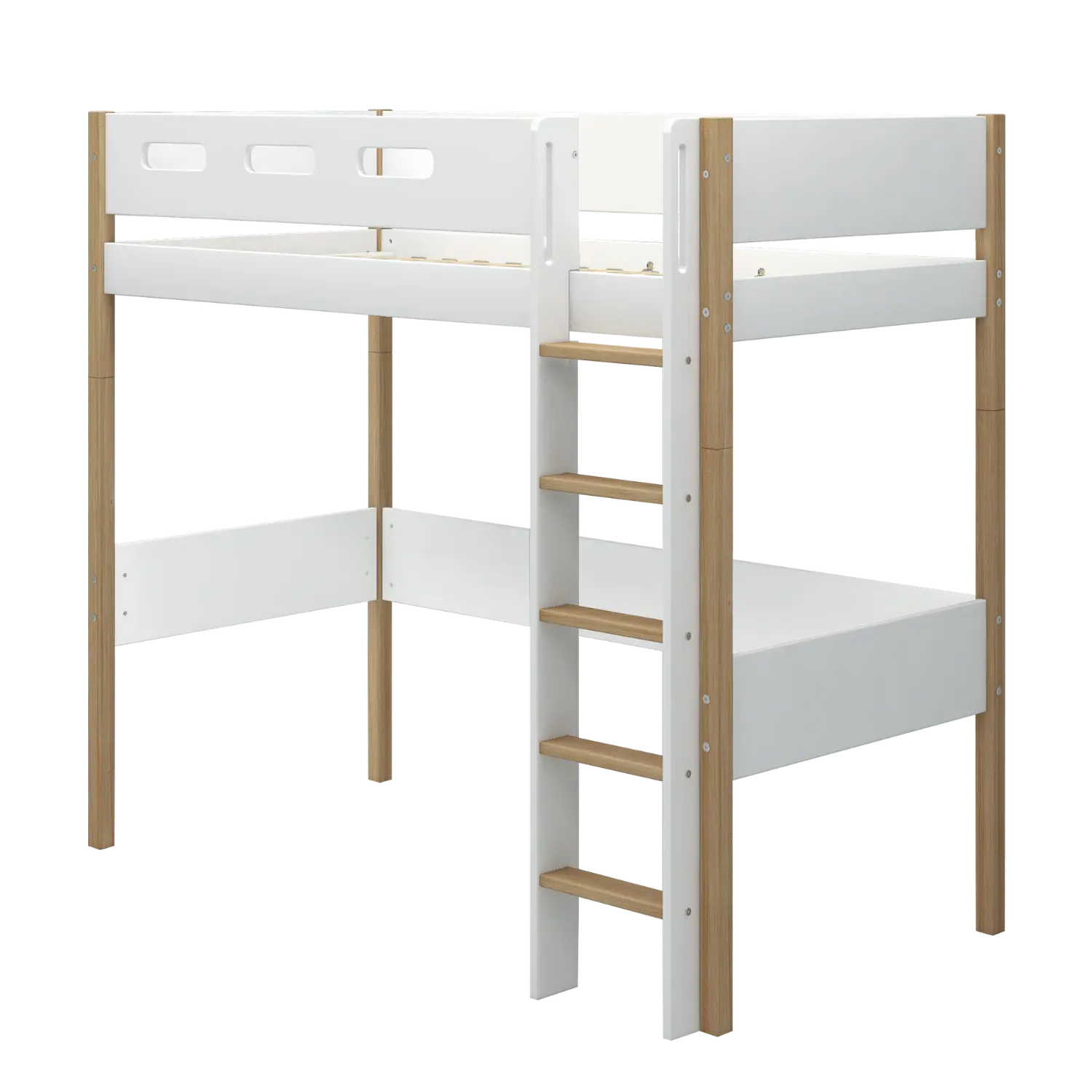 flexa-nor-hochbett-184-cm-mit-leiter-und-absturzsicherung-90x200-cm-wei-eiche-2 image 2