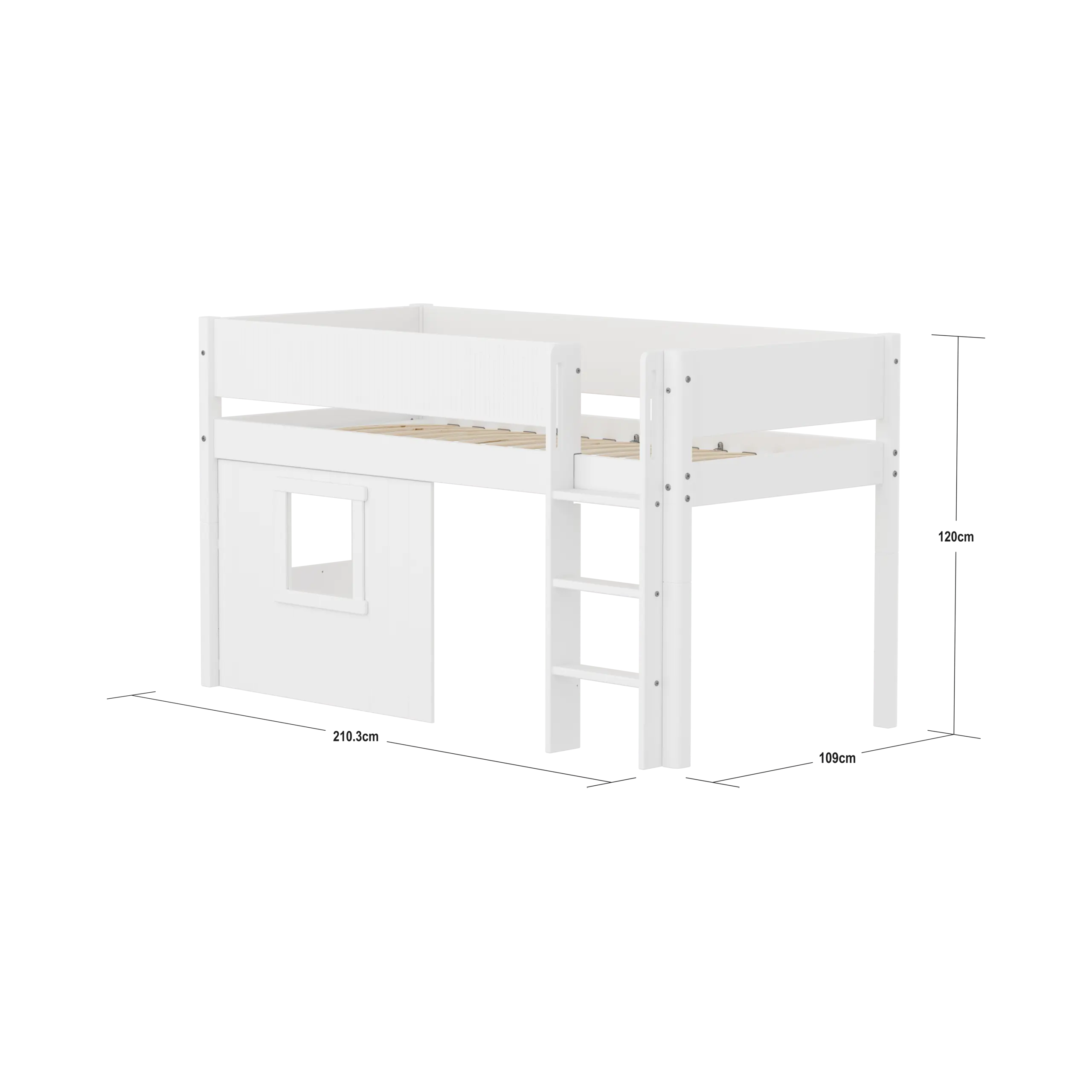 flexa-classic-spielbett-baumhaus-120-cm-90x200-cm-wei-mit-leiter image 4