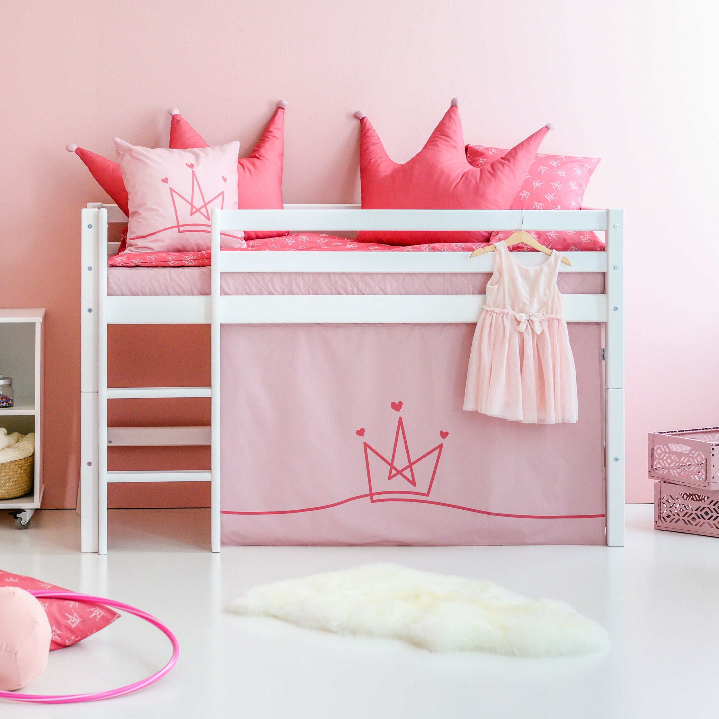 hoppekids-eco-dream-halbhochbett-mit-prinzessinnen-bettvorhang image 2