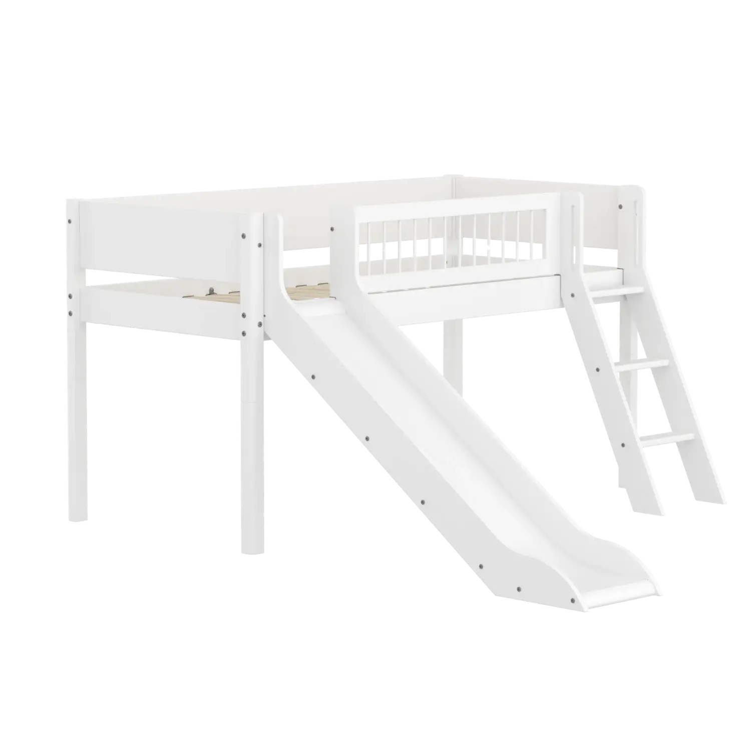 flexa-white-spielbett-120-cm-mit-rutsche-90x200-cm-wei-mit-leiter image 3