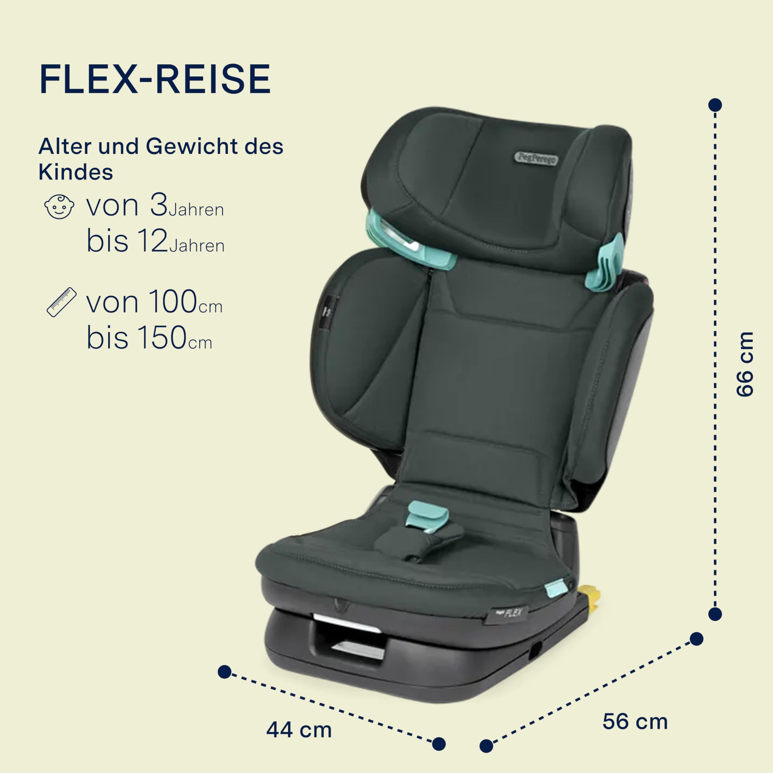 peg-perego-viaggio-flex-i-size-kindersitz-100-150-cm-isofix-klappbar-metal image 2