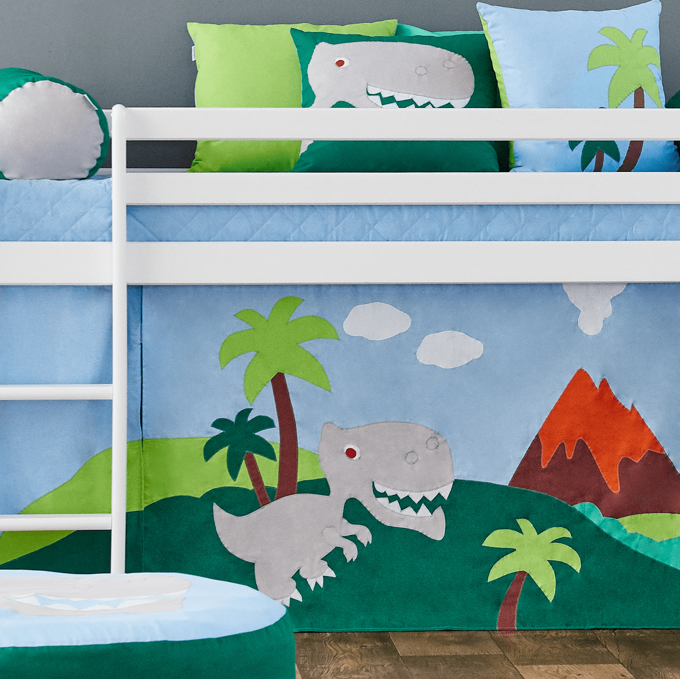 hoppekids-eco-dream-halbhochbett-mit-dinosaur-bettvorhang image 8