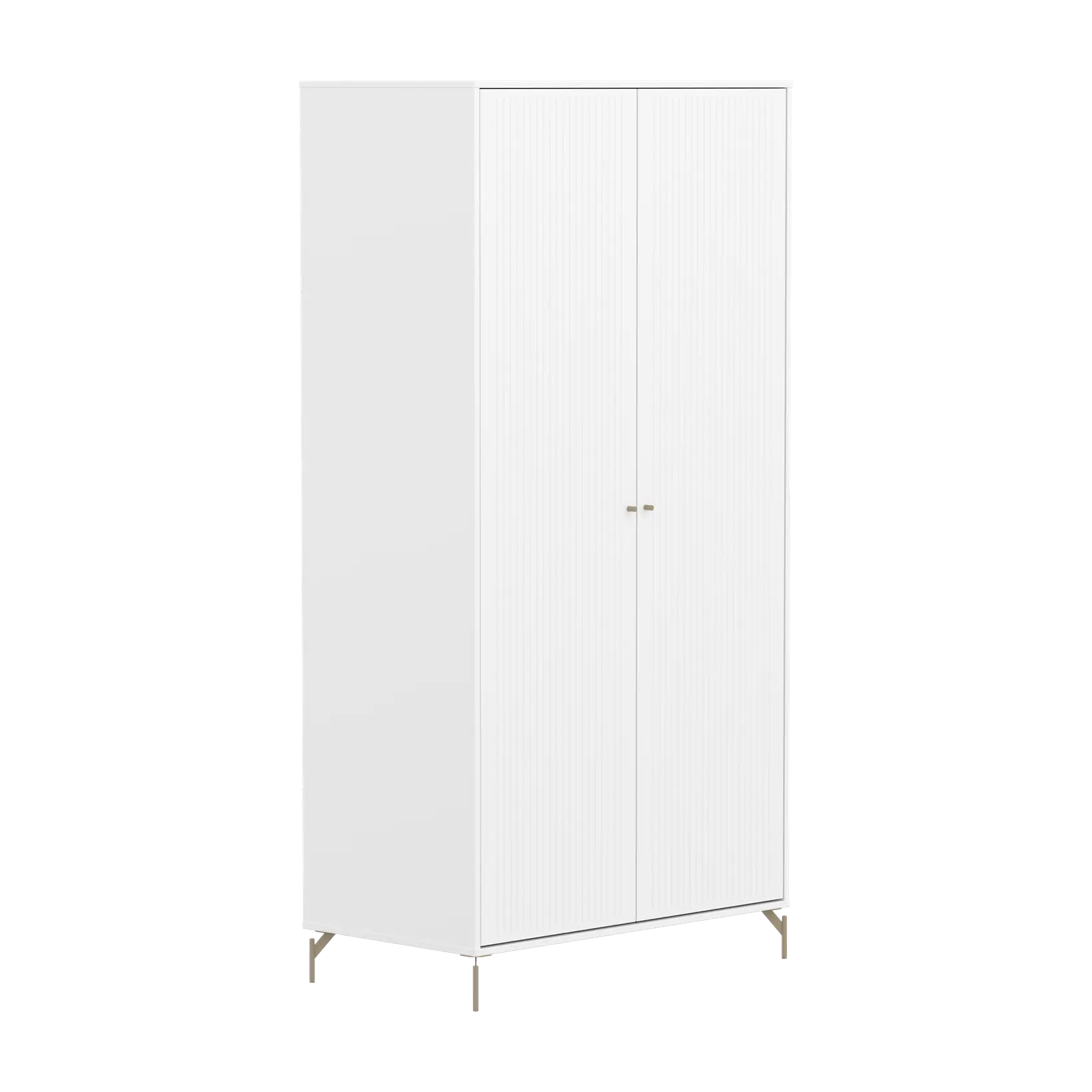 flexa-saga-kleiderschrank-2-t-ren-mit-rillen-oat-metallf-e-und-griffe-wei image 3