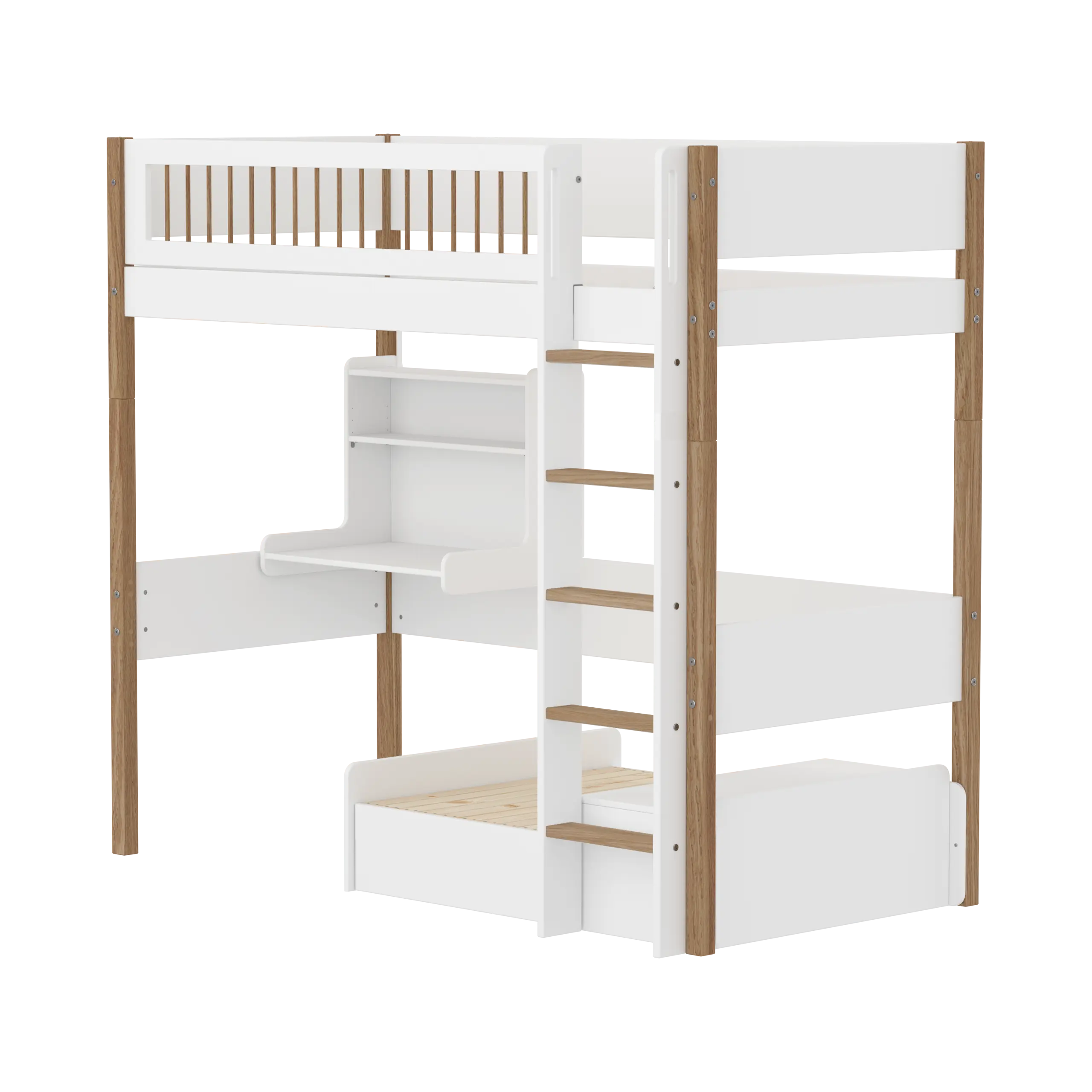 flexa-nor-casa-hochbett-184-cm-mit-sofa-schreibtisch-und-leiter-90x200-cm-wei-ei image 1