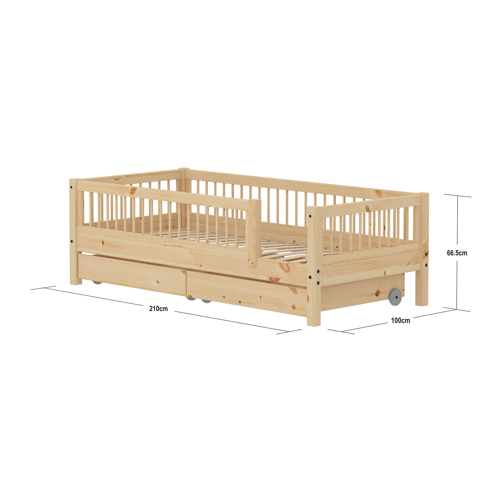 flexa-classic-raw-einzelbett-90x200-cm-mit-absturzsicherung-kiefernholz image 4