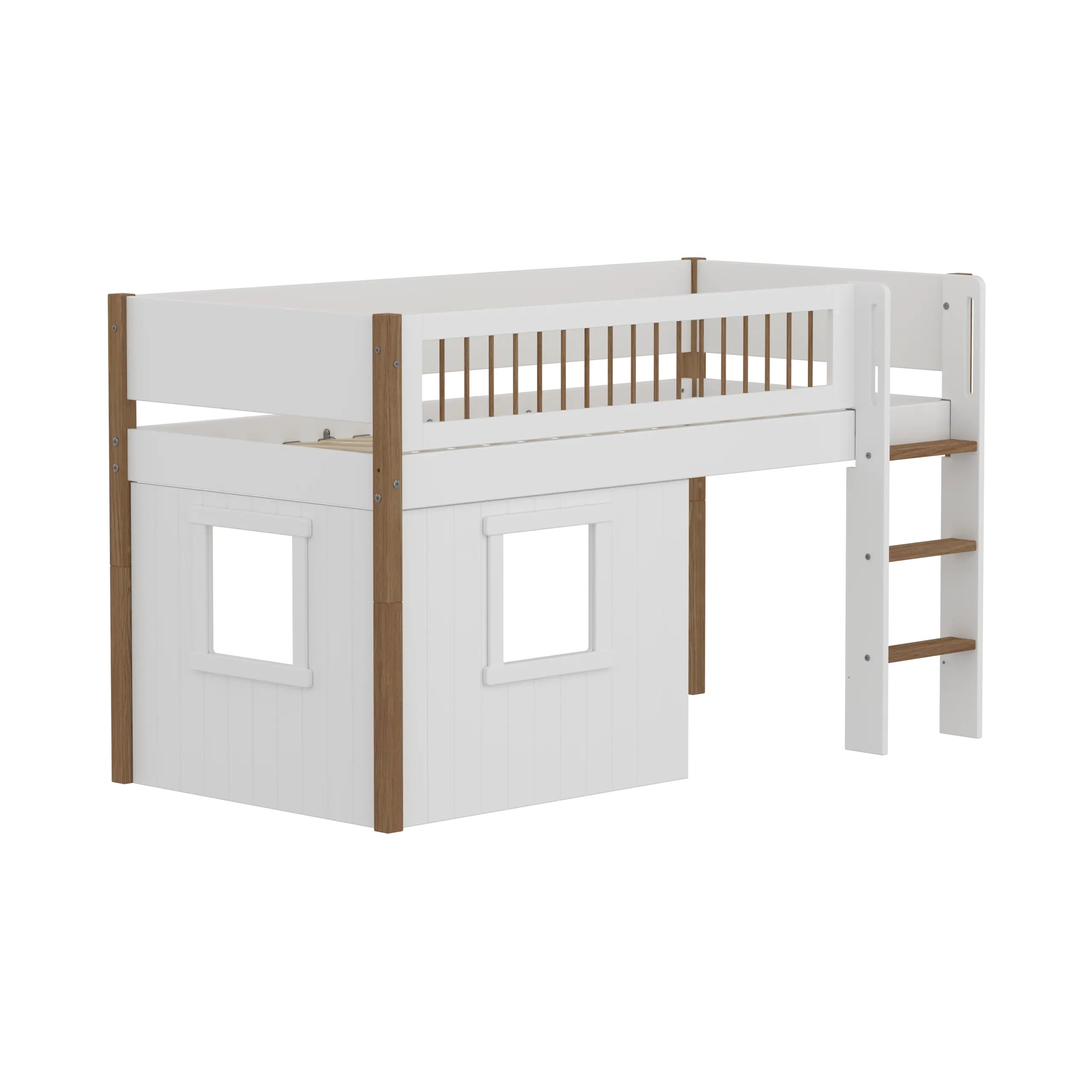 flexa-nor-spielbett-120-cm-mit-baumhaus-leiter-und-absturzsicherung-90x200-cm-we image 3