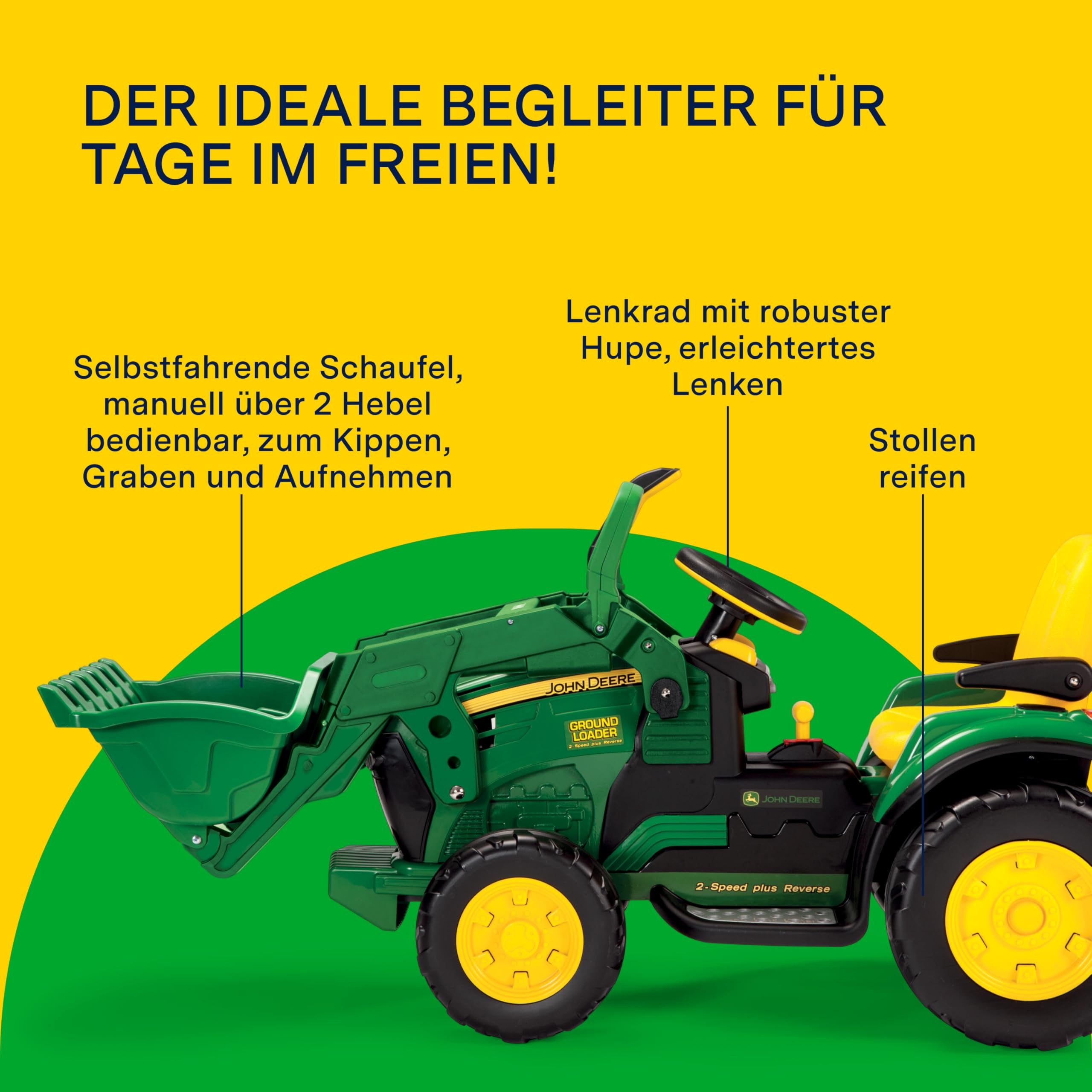 peg-perego-john-deere-ground-loader-baggerlader-12v-gelb-gr-n image 5